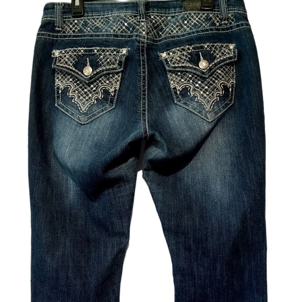 ZCO Jeans  Girls size 14 or Women's size 6  Silver Metallic Sequin  Stretch  GUC